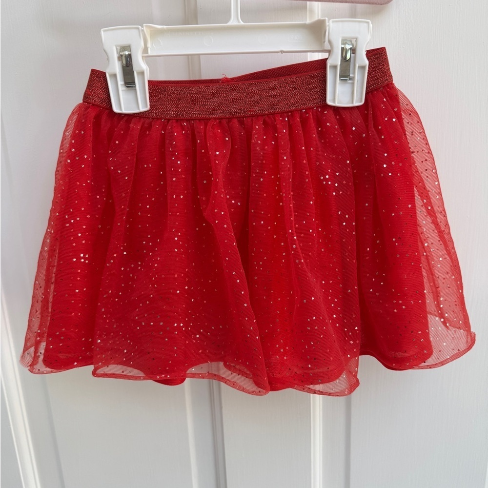 Holiday Time 3T Girls Christmas Holiday Red Sequin Chiffon Skirt
